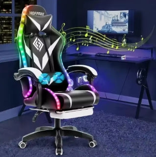 Chaise de gaming avec haut-parleur Bluetooth et lumière LED