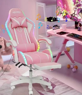 Chaise de gaming avec haut-parleur Bluetooth et lumière LED